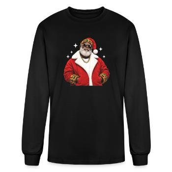 African American Santa Claus Christmas Kente Black - Men's Long Sleeve T-Shirt - black - Front