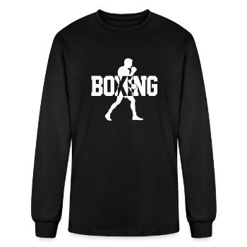 Boxing Silhouette in Bold Typography - Men's Long Sleeve T-Shirt - black - Front