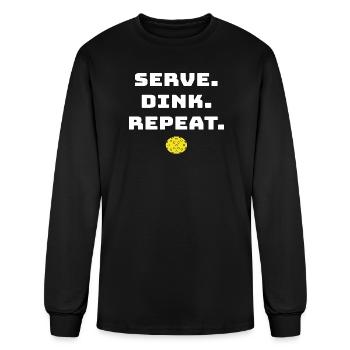 Serve Dink Repeat - Funny Pickleball Player Gift - Men's Long Sleeve T-Shirt - black - Front