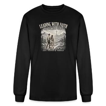 Leading With Faith – Loving With Grace - Men's Long Sleeve T-Shirt - black - Front