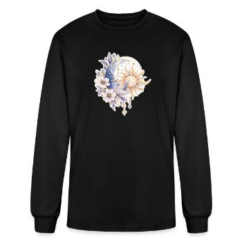 Celestial MoonSun Bloom Watercolor - Men's Long Sleeve T-Shirt - black - Front