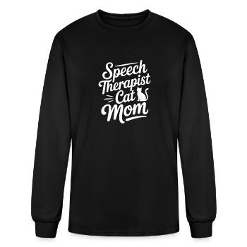 Speech Therapist Cat Mom - Men's Long Sleeve T-Shirt - black - Front