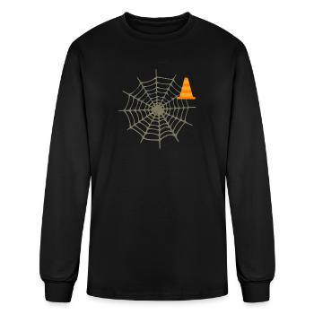 Caution Web Cone - Men's Long Sleeve T-Shirt - black - Front