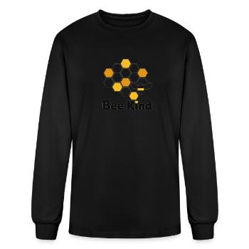 Bee Kind Hex Pattern - Men's Long Sleeve T-Shirt - black - Front