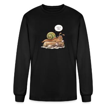 Sleepy Snail on Log with Coffee - Men's Long Sleeve T-Shirt - black - Front