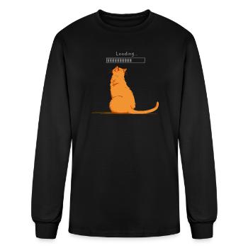 Orange Cat Waiting Loading Bar - Men's Long Sleeve T-Shirt - black - Front