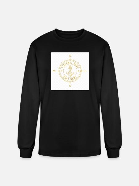 Nautical Compass Anchor Monogram - Men's Long Sleeve T-Shirt - black