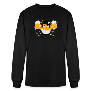 Bavarian chicken with two beer mugs - Men's Long Sleeve T-Shirt - black - Front