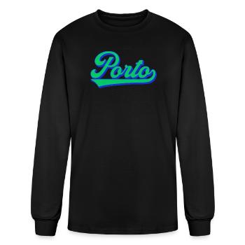 Porto Script Neon Logo - Men's Long Sleeve T-Shirt - black - Front