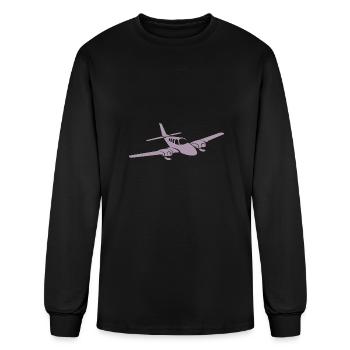 Minimalist Propeller Plane Silhouette - Men's Long Sleeve T-Shirt - black - Front