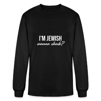 I'm Jewish Wanna Check? Hanukkah Hashana Israel - Men's Long Sleeve T-Shirt - black - Front