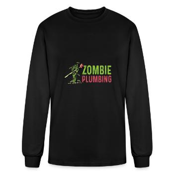 Zombie Plumbing Pipe Fitter Gift - Men's Long Sleeve T-Shirt - black - Front