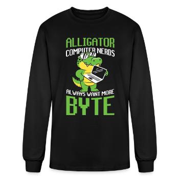 Alligator Computer Nerd Byte for a Crocodile Fan - Men's Long Sleeve T-Shirt - black - Front