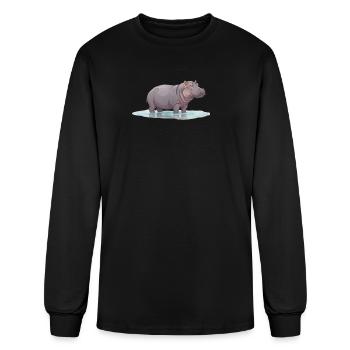 Majestic Hippo Tee | Triple Vertex - Men's Long Sleeve T-Shirt - black - Front