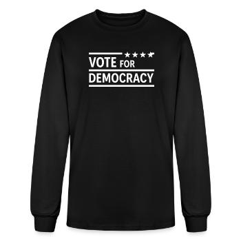 Vote for Democracy Slogan Tee - Men's Long Sleeve T-Shirt - black - Front
