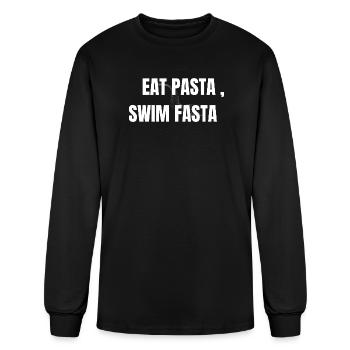 Eat Pasta, Swim Fasta - Bold Swim Team  - Men's Long Sleeve T-Shirt - black - Front