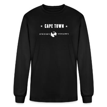 Cape Town Coordinates White Typography - Men's Long Sleeve T-Shirt - black - Front