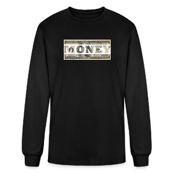 Money Graphic Tee | Cash Dollar Typography Design - Men's Long Sleeve T-Shirt - black - Front
