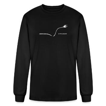 Hand Cut Linocut Electric Power Cord Minimalist Gr - Men's Long Sleeve T-Shirt - black - Front