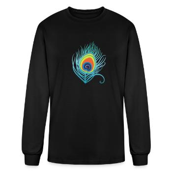Peacock Feather PNG - Men's Long Sleeve T-Shirt - black - Front