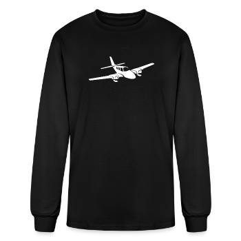 Minimalist Propeller Plane Silhouette - Men's Long Sleeve T-Shirt - black - Front