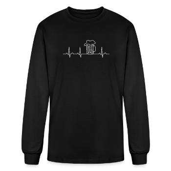 Beer Heartbeat Funny Pub Lover Gift - Men's Long Sleeve T-Shirt - black - Front