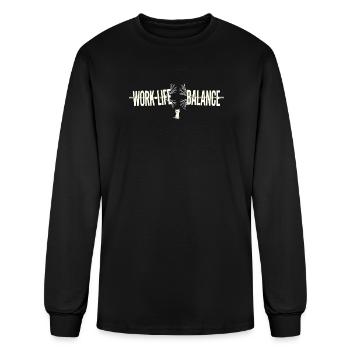 Emblème du chat pour l’équilibre vie professionnelle et vie privée - T-shirt à manches longues Homme - noir - Devant