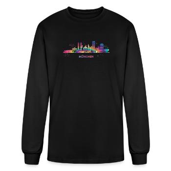 Munich skyline colorful cityscape Munich - Men's Long Sleeve T-Shirt - black - Front