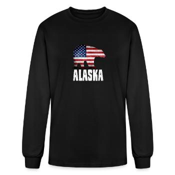 Alaska American Flag Gift - T-shirt à manches longues Homme - noir - Devant