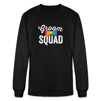 Groom Squad Shirt LGBT Pride Gay Bachelor Wedding Gift - Men's Long Sleeve T-Shirt - black - Front