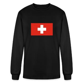 Suisse Swiss Flag Cross cadeau Noël - T-shirt à manches longues Homme - noir - Devant