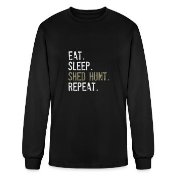 Manger sommeil Antler Shed Chasse - T-shirt à manches longues Homme - noir - Devant