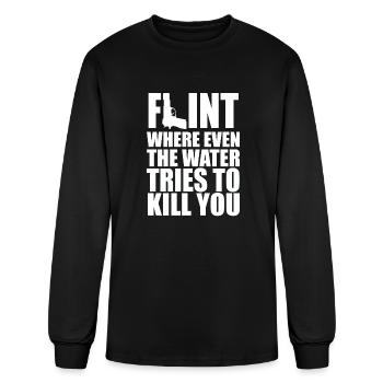 Flint Where Water Tries to Kill Demo Protest Sloga - Men's Long Sleeve T-Shirt - black - Front