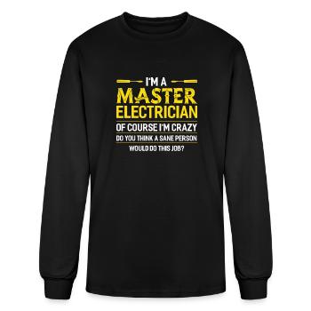 Electrician Electricity Electronics Electric Gift - Men's Long Sleeve T-Shirt - black - Front