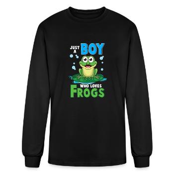 Just A Boy Who Loves Frogs Funny Tree Frog - Men's Long Sleeve T-Shirt - black - Front