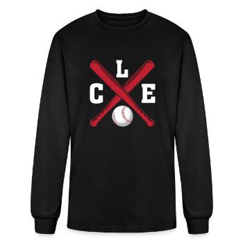 Cleveland Baseball Bats Outline - Men's Long Sleeve T-Shirt - black - Front