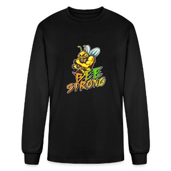 Bee Strong Muscle Flexing Gym Hunk Dumb Bells Tee - Men's Long Sleeve T-Shirt - black - Front