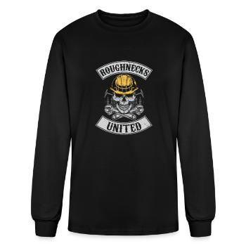 Roughnecks United - Roughneck des champs pétrolifères - Plate-forme pétrolière - T-shirt à manches longues Homme - noir - Devant