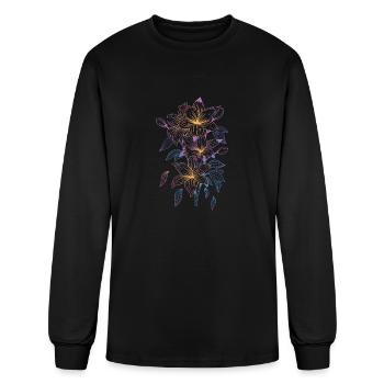 Colorful flowers drawing realistic flower drawing - Men's Long Sleeve T-Shirt - black - Front