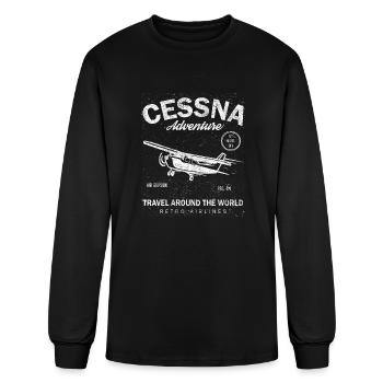 cessna distressed - Men's Long Sleeve T-Shirt - black - Front
