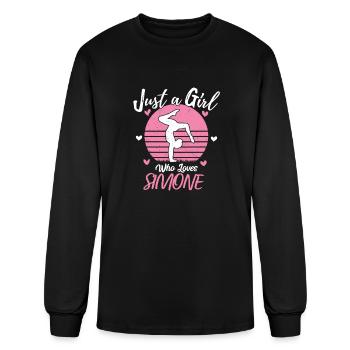 Gymnastic Biles Lover Just A Girl Who Loves Simone - Men's Long Sleeve T-Shirt - black - Front