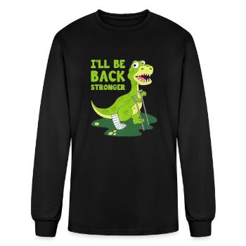 Broken Leg Dinosaur on Crutches Get Well Soon for - Men's Long Sleeve T-Shirt - black - Front