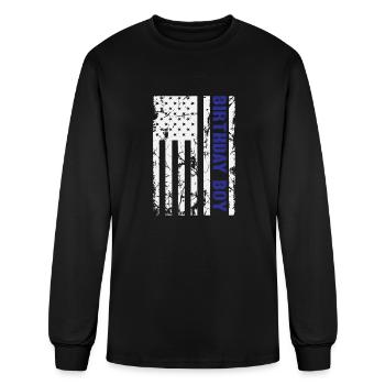 Birthday Boy 4th of July Aommerican Flag Freed - Men's Long Sleeve T-Shirt - black - Front