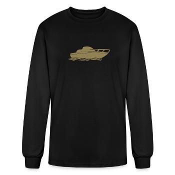 Motor boat design for motor boaters - Men's Long Sleeve T-Shirt - black - Front