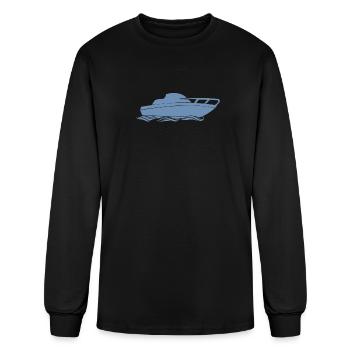 Motor boat design for motor boaters - Men's Long Sleeve T-Shirt - black - Front