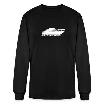 Motor boat design for motor boaters - Men's Long Sleeve T-Shirt - black - Front