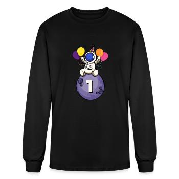 1 Years Old Space Birthday 1st Birthday - Men's Long Sleeve T-Shirt - black - Front