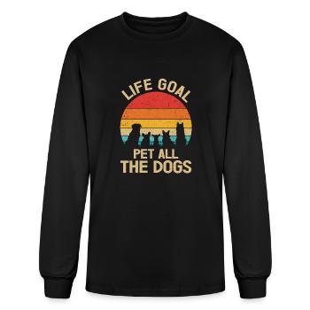 Life goal pet all the dogs shirt - Men's Long Sleeve T-Shirt - black - Front