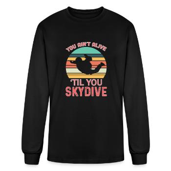 Retro Skydive Skydiver Skydiving - Men's Long Sleeve T-Shirt - black - Front