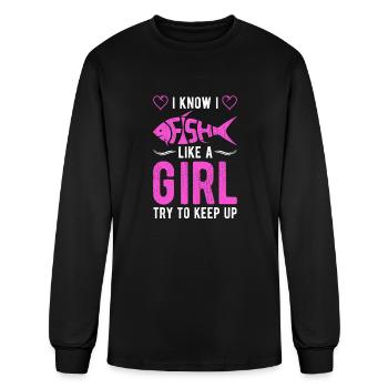 Fish like a girl shirt - Men's Long Sleeve T-Shirt - black - Front